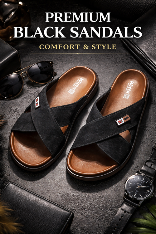 Yumuşak Deri Çapraz Bantlı Anatomik Erkek Terliği – Kaymaz Taban