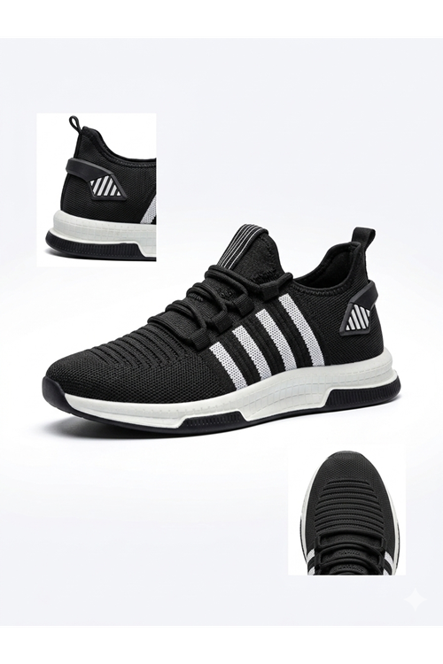 Hava Tabanlı Siyah Unisex Spor Ayakkabı - Rahat ve Şık Günlük Yürüyüş Ayakkabısı