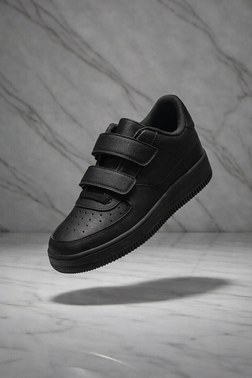 Çocuk Cilt Cırt Cırtlı Siyah Sneaker – Premium Kalite, Hafif & Dayanıklı, Rahat Taban
