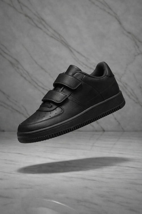 Çocuk Hakiki Deri Cırt Cırtlı Siyah Sneaker – Premium Kalite, Hafif & Dayanıklı, Rahat Taban