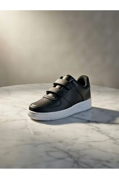 Çocuk Cilt Cırt Cırtlı Siyah Beyaz Sneaker – Premium Kalite, Hafif & Dayanıklı, Rahat Taban