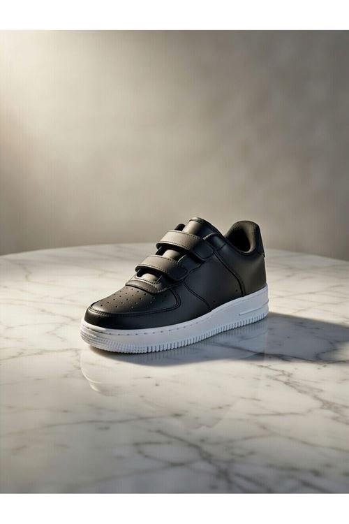 Çocuk Cilt Cırt Cırtlı Siyah Sneaker – Premium Kalite, Hafif & Dayanıklı, Rahat Taban
