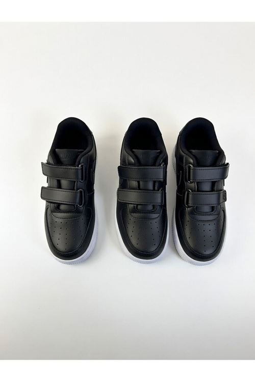 Çocuk Cilt Cırt Cırtlı Siyah Sneaker – Premium Kalite, Hafif & Dayanıklı, Rahat Taban