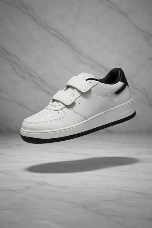 Çocuk Cilt Cırt Cırtlı Beyaz Siyah Sneaker – Premium Kalite, Hafif & Dayanıklı, Rahat Taban