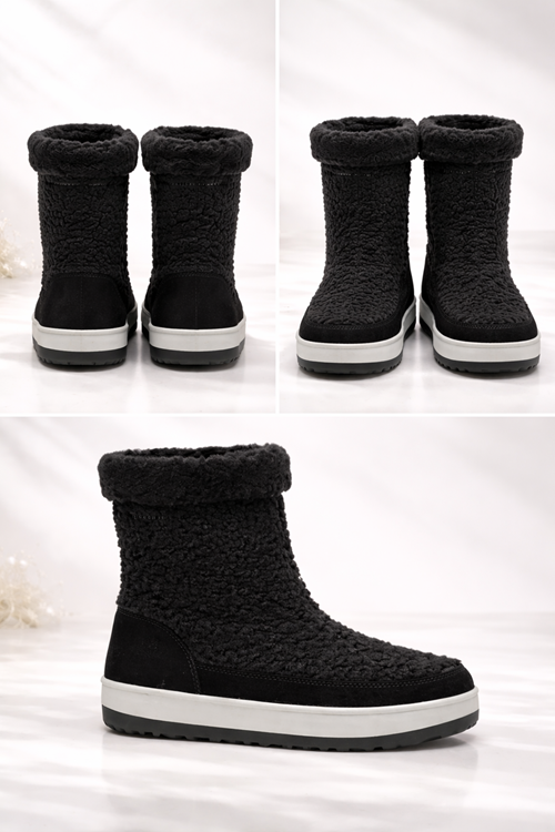 Siyah Kadın Baharlık Bot – Su Geçirmez, Kürklü, Kaymaz Tabanlı Baharlık Kadın Botu (1 Beden Büyük Önerilir)