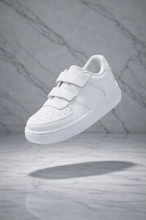 Çocuk Cilt Cırt Cırtlı Beyaz Sneaker – Premium Kalite, Hafif & Dayanıklı, Rahat Taban