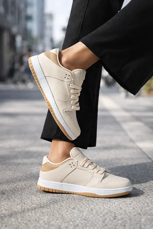 Sandrush Low Top Dayanıklı Rahat Unisex Günlük Sneaker Ayakkabı – Bej Kahve