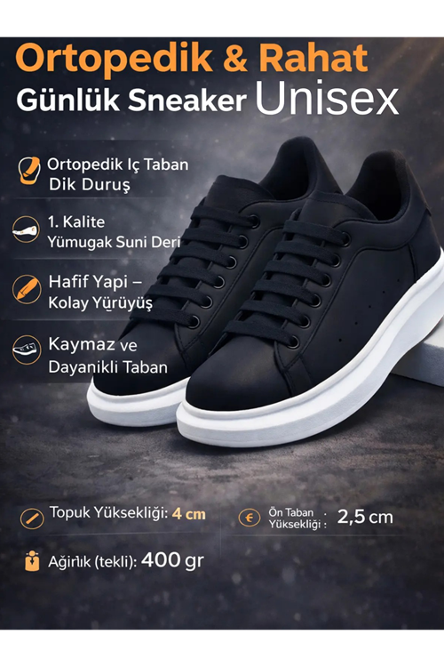 Santa Monica Siyah Spor Ayakkabı – Hafif, Nefes Alabilen Günlük Yürüyüş Sneaker