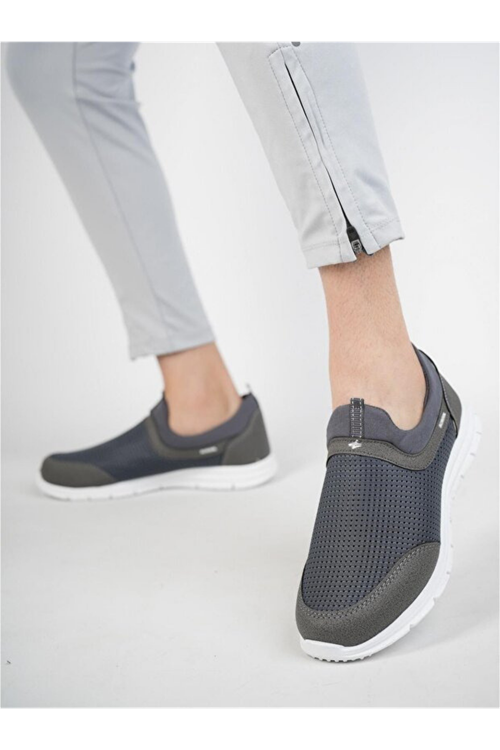 Kadın Erkek  Unisex Ortopedik Bağcıksız Nefes Alabilen Hafif Yürüyüş Sneaker Füme Renk Spor Ayakkabı