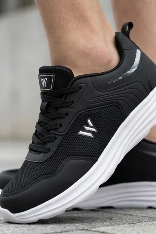 Comfy Step Siyah Beyaz Günlük Spor Sneaker – Kaymaz Taban Konfor Serisi Erkek Ayakkabı