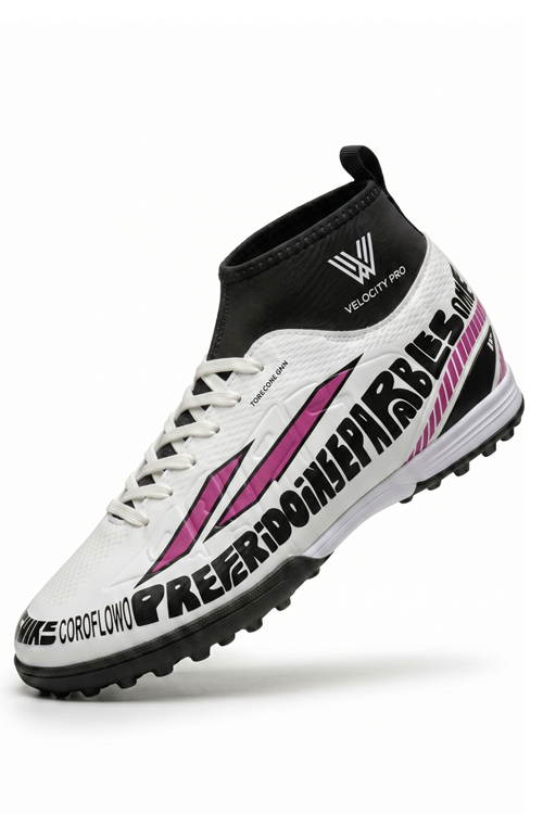 AEROFLOW VELOCITY SOCK PRO Beyaz Pembe Hafif Yüksek Hız Maksimum Zemin Tutuş Teknolojili Çoraplı Halısaha Ayakkabısı