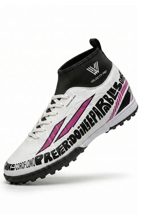 V-TECH Graphite Sock Pro Beyaz Pembe Hafif Yüksek Hız Maksimum Zemin Tutuş Teknolojili Çoraplı Halısaha Ayakkabısı