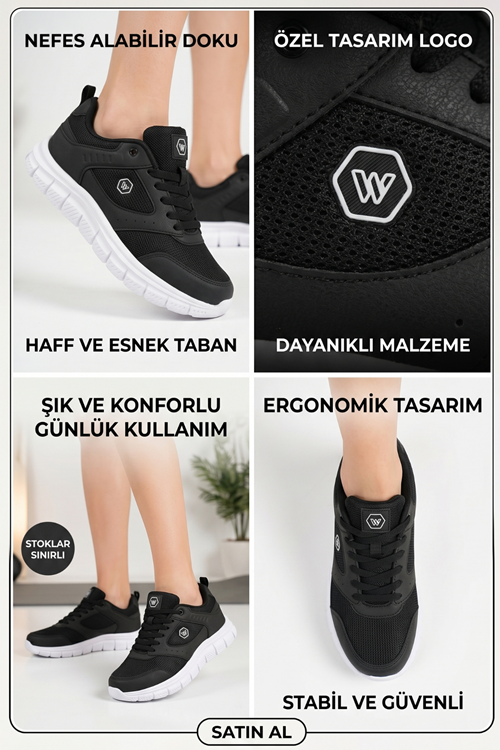 Büyük Beden Ortopedik Rahat Taban Bağcıklı Triko File Yazlık Spor Yürüyüş 45 46 47 Numara Ayakkabı Sneaker