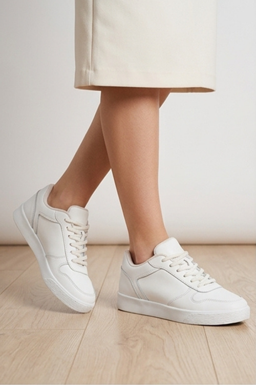 Düz Taban Unisex Cilt Rahat Tabanlı Günlük Spor Ayakkabı Sneaker 36 37 38 39 40 Numara