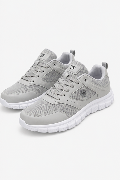 PureWalk Unisex Gri Kalın Tabanlı Spor Ayakkabı - Hafif Esnek Günlük Yürüyüş Sneaker Rahat Koşu ve Şehir Ayakkabısı