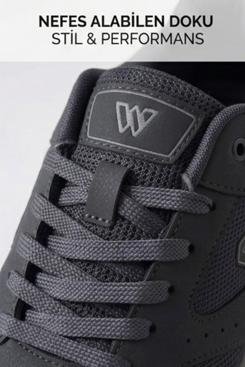 PureWalk Unisex Füme Kalın Tabanlı Spor Ayakkabı - Hafif Esnek Günlük Yürüyüş Sneaker Rahat Koşu ve Şehir Ayakkabısı