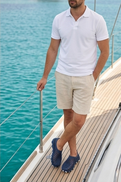 AQUA WAVE - Uniseks(36-45)  Esnek Lacivert-Beyaz Deniz Ayakkabısı | Özel Kabartma Kaymaz Tabanlı, Hızlı Kuruyan Nefes Alabilir Plaj, Havuz ve Tekne Ayakkabısı