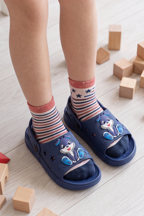 HopKid - Sevimli Tavşan Figürlü Kız Erkek Çocuk Sandalet Terlik - Arkadan Bantlı, Kaymaz Tabanlı, Yıldız Detaylı Hafif Günlük Terlik