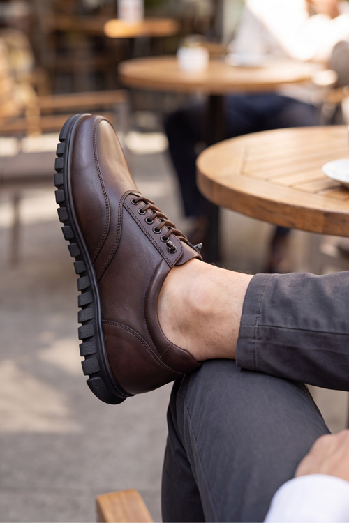 Brown Black – Elastik Bağcıklı Esnek Hafif Taban Günlük Comfort Erkek Casual Klasik Ayakkabı