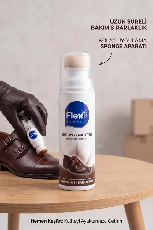 LuxeTone Kendinden Sünger Başlıklı Likit Kahverengi Ayakkabı Boyası, Deri Yenileyici ve Çizik Kapatıcı Boya Kahve