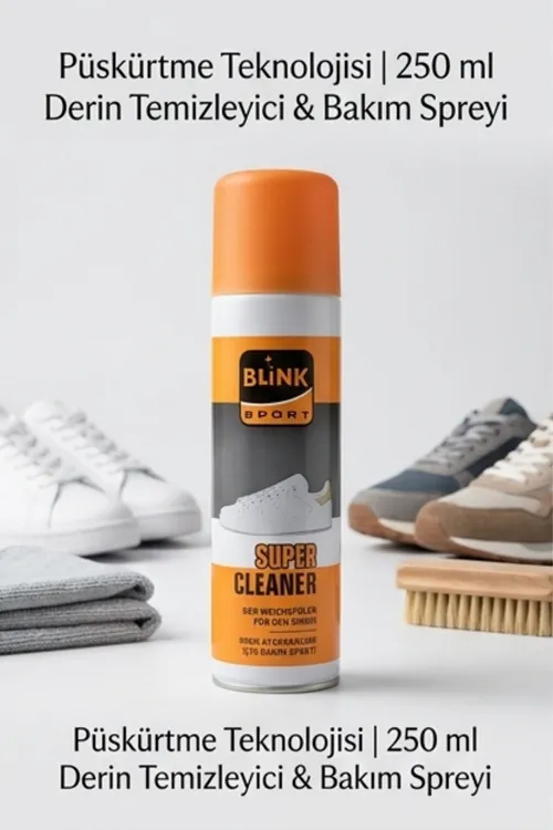 SprayClean - Spor Ayakkabı Temizleme ve Bakım Spreyi 250 ml, Süet Nubuk Deri Yumuşatıcı Sıvı Sprey