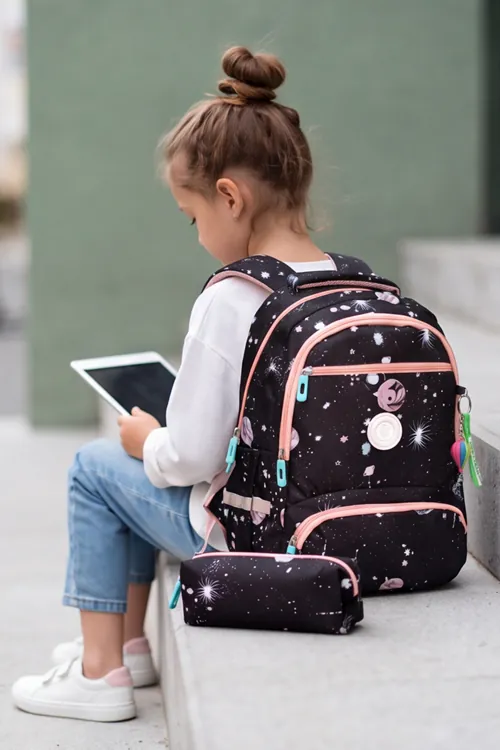 1385 3 lü Ortopedik Çok Gözlü Su Geçirmez Laptop Bölmeli Aksesuarlı Çocuk Okul Sırt Çanta