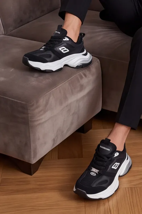 Urban Motion Siyah Beyaz Kalın Taban Sneaker Siyah 