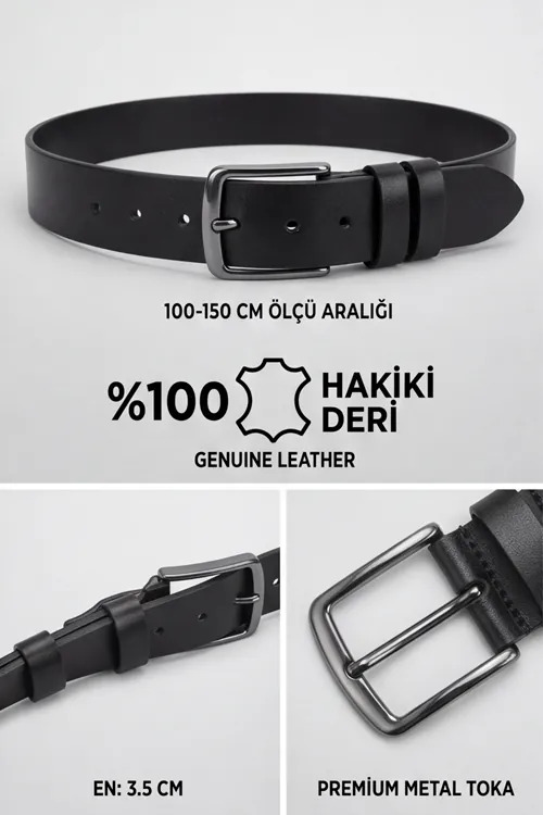 Atlas Premium - %100 Hakiki Deri Klasik Erkek Kemer 3.5 cm En