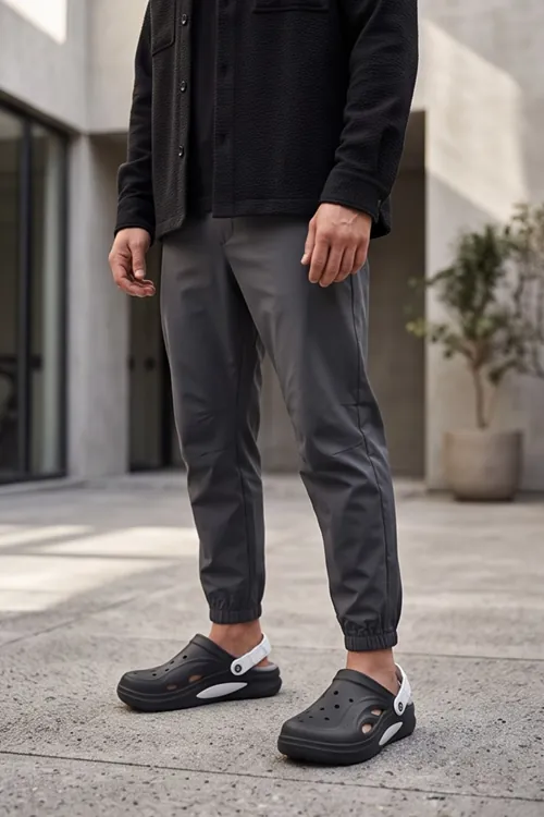 Terra Strata: Erkek Çift Tabanlı Siyah Beyaz Comfort Clog Erkek Terlik - Tokalı Arka Bantlı Spor Sandalet, Havuz, Plaj ve Günlük Doğa Yürüyüşü Anatomik Terliği