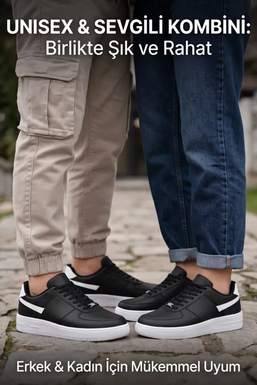 Aeterna Premium Unisex Sneaker - Dayanıklı Taban Rahat Siyah Beyaz Ayakkabı