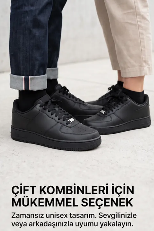 Aeterna Premium Unisex Sneaker - Dayanıklı Taban Rahat Siyah Ayakkabı