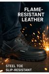 ProGuard™ Çelik Burunlu Deri Tam Kapalı İş Ayakkabısı – Hafif, Kaymaz, Şok Emici, Su & Yağ Geçirmez