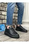Kadın Erkek Unisex Bağcıklı Deri Yüksek Tabanlı Rahat Günlük Spor Ayakkabı Sneaker
