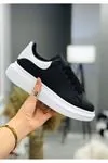 Kadın Erkek Unisex Bağcıklı Deri Yüksek Tabanlı Rahat Günlük Spor Ayakkabı Sneaker