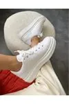 Beyaz - Günlük Spor Ayakkabı Bağcıklı Yüksek Tabanlı Klasik Erkek Sneaker