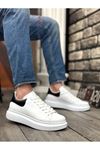 Beyaz Siyah Deri Yüksek Taban Erkek Spor Ayakkabı