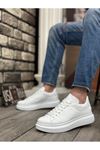 Beyaz Cilt Yüksek Taban Bağcıklı Erkek Spor Ayakkabı