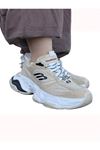 Urban Motion Siyah Beyaz Kalın Taban Bej Rengi Sneaker 