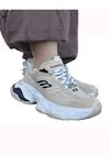Urban Motion Siyah Beyaz Kalın Taban Bej Rengi Sneaker 