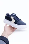 Mavi Kadın Sneaker Kalın Taban Bağcıklı Rahat Günlük Yürüyüş Spor Ayakkabı