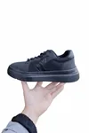 Siyah Kadın Sneaker Kalın Taban Bağcıklı Rahat Günlük Yürüyüş Spor Ayakkabı