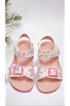 Ponchiq Kız Çocuk Pembe Baskılı Yazlık Sandalet 26-35