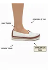 Kadın Ortopedik Delikli Comfort Günlük Ayakkabı Beyaz Krem