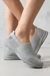 CloudWalk Comfort Buz Gri Rahat Günlük Yumuşak Tabanlı 4 Mevsim Trend Kadın Slip-On Sneaker Ayakkabı