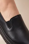 Comfort-Flex Siyah Hafif Yüksek Tabanlı Kadın Loafer - Anne Ayakkabısı - Günlük Rahat Esnek Yan Bantlı Dolgu Taban Ayakkabı