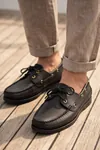 Royal Marine Siyah Premium Deri Erkek Loafer - El İşçiliği Özel Tasarım Klasik Gemi Ayakkabısı (Boat Shoe) Serisi