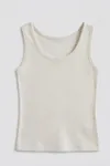 Premium Fitilli Pamuklu Esnek Kumaş Ekru Kadın Crop Atlet - U Yakalı Spor ve Şık Basic Bluz - Yumuşak Dokulu Slim Fit Yazlık Üst