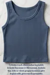 Premium Fitilli Pamuklu Esnek Kumaş Kadın Petrol Mavi Crop Atlet - U Yakalı Spor ve Şık Basic Bluz - Yumuşak Dokulu Slim Fit Yazlık Üst