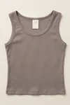 Premium Fitilli Esnek Kumaş Kadın Gri Crop Atlet - U Yakalı Spor ve Şık Basic Bluz - Yumuşak Dokulu Slim Fit Yazlık Üst