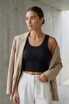 Premium Pamuklu Kumaş Kadın Siyah Crop Atlet - U Yakalı Spor ve Şık Basic Bluz - Slim Fit Yazlık Üst